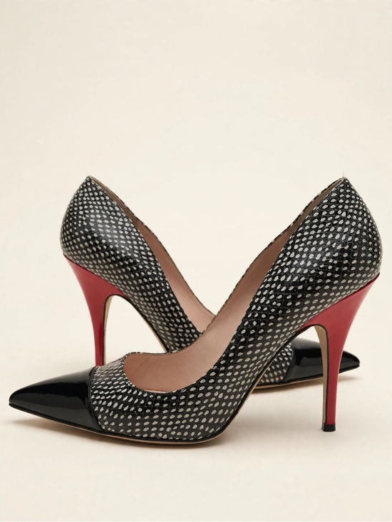 kate spade Shoes - Kate Spade New York Size 10 Black and White Polka Dot Pointed Toe with Red Heel